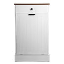 Tilt Out Trash Cabinet With Drawer, 10 Gallon Hamper - White