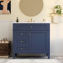 Bathroom Vanity With Top Sink, Modern Bathroom Storage Cabinet, 2 Drawers And A Tip-Out Drawer, Single Sink Bathroom Vanity - Blue by HouseOfZazla