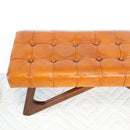 Mia - Bench With Buttons - Brown / Rustic by HouseOfZazla