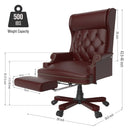 330LBS Executive Office Chair with Footstool, Ergonomic Design High Back Reclining Comfortable Desk Chair - Burgundy
