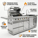 84-Inch Deluxe Stainless Steel Outdoor Kitchen Barbecue Island Grill by HouseOfZazla