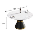 Modern Artificial Stone Round Carbon Steel Base Dining Table, Can Accommodate 6 People by Unique Piece Furniture