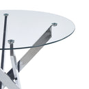 Dining Table With Cross Metal Leg And Tempered Glass, Modern Space Saving Kitchen Table For Living Room by HouseOfZazla