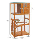 74" Wooden Outdoor Cat House Weatherproof & Wheeled, Catio Outdoor Cat Enclosure with High Weight Capacity, Kitten Cage Condo, Orange