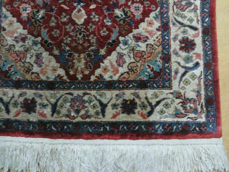2' X 3' Handmade Chinese Floral Oriental Silk Rug Carpet Nice Red