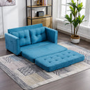 59.4" Loveseat Sofa with Pull-Out Bed Modern Upholstered Couch with Side Pocket for Living Room Office, Blue
