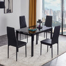 Modern 5 Piece Dining Table Set With Glass Top And Chairs - Black by HouseOfZazla