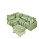 82.67"Convertible Sofa Bed Sectional Sofa Sleeper L-shaped Sofa with a Storage Ottoman,Two Pillows, Two Power Sockets and Two USB Ports for Living Room, Green