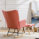 35.5 inch Rocking Chair, Soft Houndstooth Fabric Leather Fabric Rocking Chair for Nursery, Comfy Wingback Glider Rocker with Safe Solid Wood Base for Living Room Bedroom Balcony (pink)