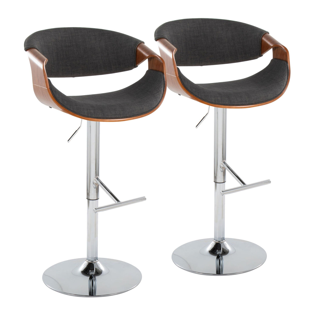 Curvo - Mid Century Modern Adjustable Barstool With Swivel With Straight T Footrest, photo 5 of 25