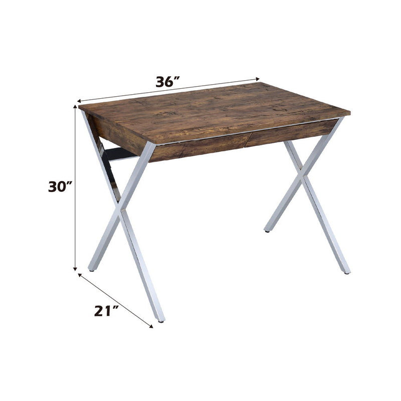 Callers - Writing Desk - Weathered Oak & Chrome, photo 2 of 2