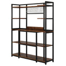 Baker's Rack With Hutch, 5 Tier Kitchen Storage Shelf, Freestanding Utility Pantry Organizer With Hooks And Microwave Stand - Black by HouseOfZazla