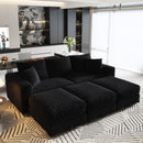 Deep Seat Convertible Sofa With Soft Pillows And Ottomans by HouseOfZazla
