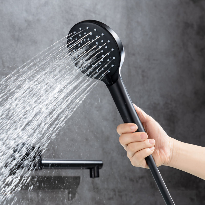 3 Hole Wall Mount Widespread Bathroom Waterfall Bathtub Faucet Mixer Taps with Hand Shower