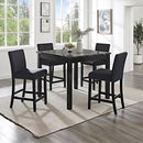 5 Piece Counter Height Dining Set With Table, Tufted Nail Head Chairs - Black by HouseOfZazla