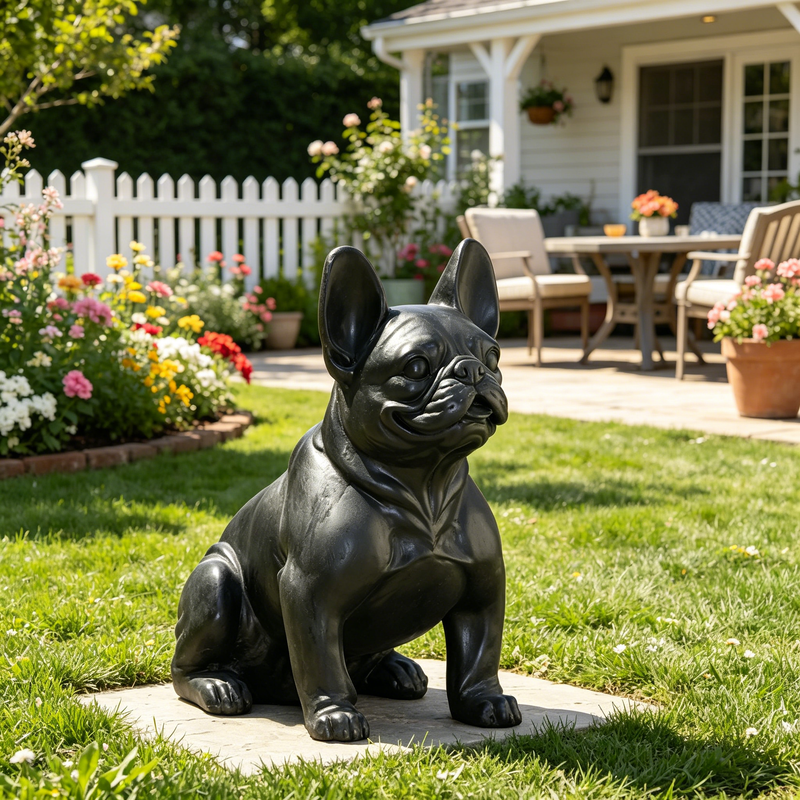 Outdoor French Bulldog Garden Sculpture, photo 4 of 10