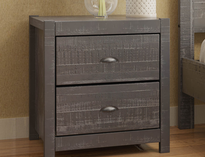 Albany Rustic Nightstand with Drawers, Bedside Table, End Table for Living Room Bedroom Assembled with Sturdy Solid Wood (Grey)