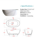 55" Solid Surface Matte Tub - Freestanding Soaking Bathtub