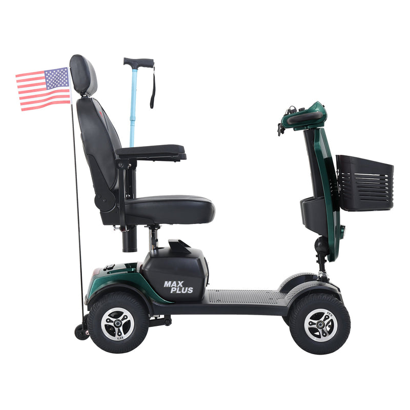 MAX PLUS EMERALD Wheels Outdoor Compact Mobility Scooter with 2pcsx20AH Lead acid Battery, 16 Miles, Cup Holders & USB charger Port