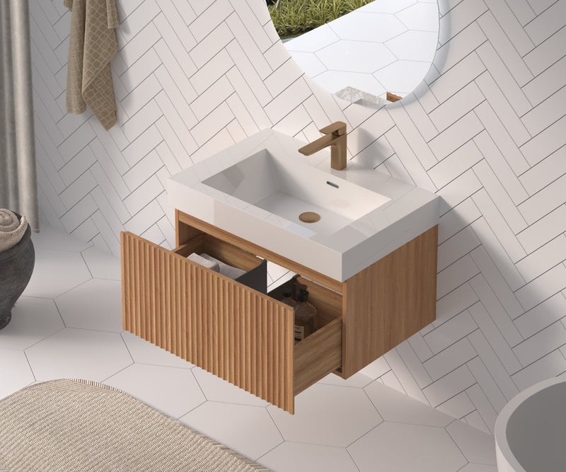 30" Bathroom Vanity with Sink - Wall Mounted Floating Cabinet, photo 5 of 10