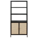 Amherst 3-shelf Radio Weave Cane Metal Accent Cabinet Black