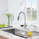 3-in-1 Kitchen Faucet with LED Temperature Display, Press-Type Glass Rinser, Pull-Down Sprayer, 3 Spray Modes, Brushed Nickel Finish, Stainless Steel Construction by HouseOfZazla