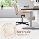Large Size Armless Home Office Desk Chair Vanity Chair No Wheels - Beige by HouseOfZazla