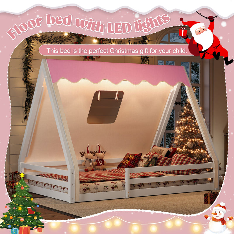 Full Size House Floor Bed with Tent and Light, photo 5 of 10