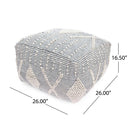 Diamond - Handcrafted Faux Yarn Pouf - Ivory / Gray by HouseOfZazla