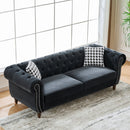 Chesterfield Upholstery Fabric Loveseat With Roll Armrest And Nailhead by HouseOfZazla