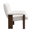 Modern Accent Chair With Ottoman, Mid Century Lounge Chair With Footrest, Comfy Fabric Armchair Upholstered Set With Solid Wood Frame For Living Room - White by HouseOfZazla