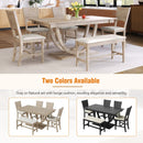6-Piece Wood Half Round Dining Table Set Kitchen Table Set with Long Bench and 4 Dining Chairs, Modern Style, Natural