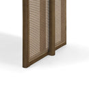 Walnut-Colored Rubber Wood Dining Set with Plastic Rattan