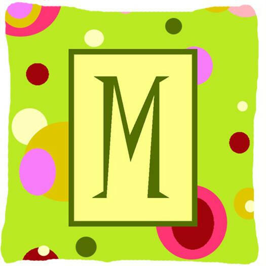 Letter M Initial Monogram - Green Decorative   Canvas Fabric Pillow