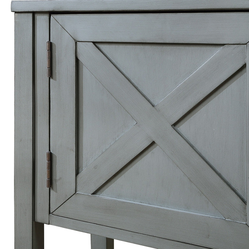 35" Farmhouse Wood Buffet Sideboard Console Table with Bottom Shelf and 2-Door Cabinet, for Living Room, Entryway, Kitchen Dining Room Furniture (Antique Gray)