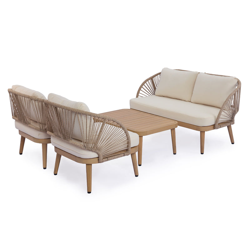 4-Piece Acacia Wood Patio Seating Set, photo 3 of 10