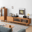 TV Cabinet With Chinese Changhong Glass Doors, Two Drawer Storage Space TV Standing - Cherry by Unique Piece Furniture