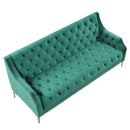 78" Modern Sofa Dutch Plush Upholstered Sofa with Metal Legs, Button Tufted Back Green