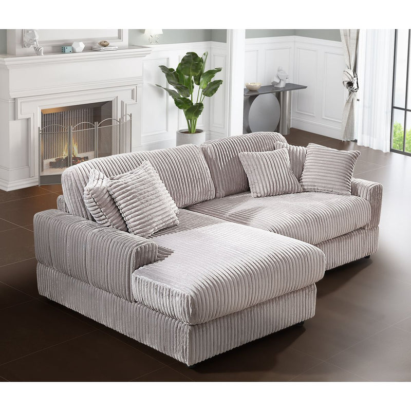 Modern CorduroyCorner sofa Sleeper Sofa Couch With Comfy Deep Seat& 6 Pillows