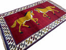4 X 7 Handmade Hand-Knotted Quality Wool Rug Horses Zagros Red Mustard Gold New