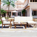 A Multi-person Sofa Set with A Small Table, Suitable for Gardens, Backyards, and Balconies.