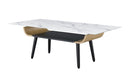 Landon - Coffee Table With Glass Marble Texture Top And Bent Wood Design by HouseOfZazla