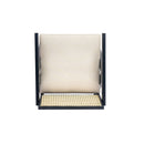 Woven Cane Plastic Backrest Bar Stool Foam Padded Fabric Seat & Durable Rubberwood Frame - Cream Gray