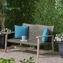 Hampton Outdoor Wood and Wicker Loveseat - Gray by HouseOfZazla
