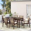 7 Piece Outdoor Acacia Wood Dining Set With Cushions