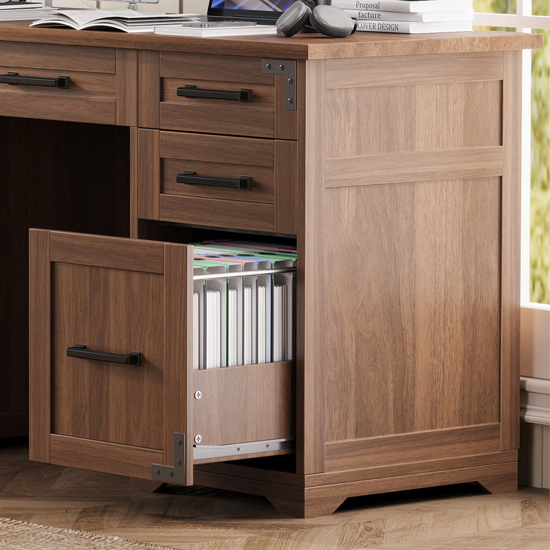 55" Farmhouse Executive Desk with Charging Station, photo 8 of 10