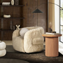 Colt - Fur Swivel Upholstered Barrel Accent Arm Chair - Cream Beige by HouseOfZazla