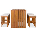 5 Piece Outdoor Bar Set with Acacia Wood Table & Cushioned Stools by HouseOfZazla