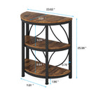 3 Tier Half Moon End Table, Space Saving Semi Circle - Deep Rustic Brown by HouseOfZazla