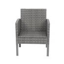 6 Piece Patio Wicker Sectional Set Patio Backyard Conversation Set Grey Wicker + Dark Grey Cushion